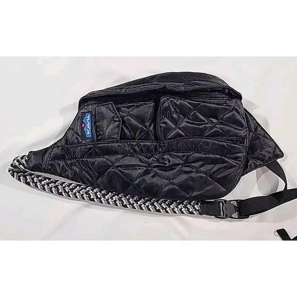 KAVU Rope Puff Sling Crossbody Backpack Travel Black Quilted Purse - Picture 2 of 12
